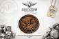 Preview: ZÜNDAPP Kunstleder-Patch – Emblem mit Lorbeerkranz Braun · Ø 65 mm · Lasergraviert · Rundum vernäht · Zum Aufbügeln